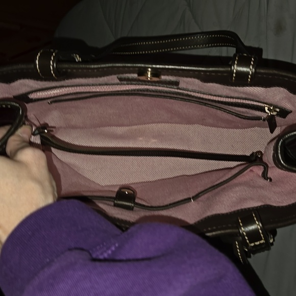 Dooney & Bourke Croc Embossed Leather Double Strap Tassel Satchel in Red - Picture 10 of 12